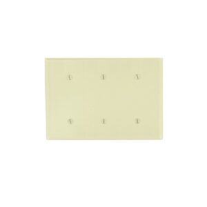Leviton 86035 Ivory Wallplate 3-Gang Blank Strap Mount Standard Size