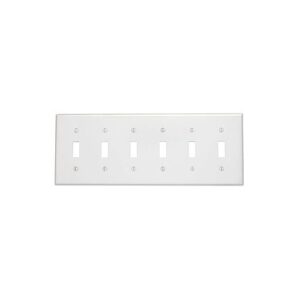 Leviton 86036 Wall Plate, 6-Gang 6-Toggle, Ivory
