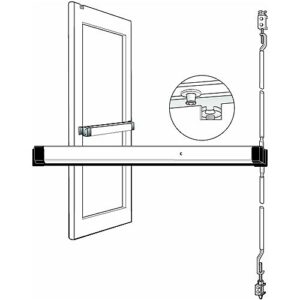 Adams Rite 8611-42 8611 8600 Series Life-Safety 42" Narrow Stile Concealed Vertical Rod Exit Device, Clear Anodized