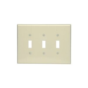 Leviton 86111 Wall Plate, Oversized Ivory, Accommodates Three Toggle Switches