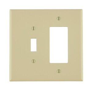 Leviton 86605 Oversized Ivory Wall Plate for 2-Gang Setups, Toggle and Decorator Configurations