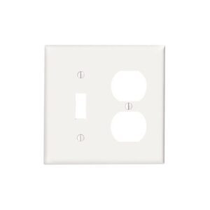 Leviton 88005 Wall Plate, Standard Size, 2 Gangs, 1 Toggle and 1 Duplex, White