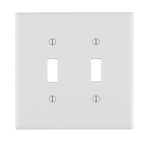 Leviton 88009 Wall Plate, Standard Size, White, Accommodates Two Toggle Switches
