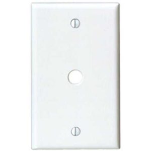 Leviton 88013 1-Gang .406" Hole Device Telephone/Cable Wall Plate, Standard Size, Thermoset, Box Mount, White
