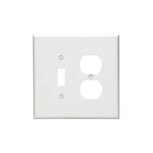 Leviton 88105 Wall Plate, Oversized 2-Gang, 1 Toggle and 1 Duplex, White