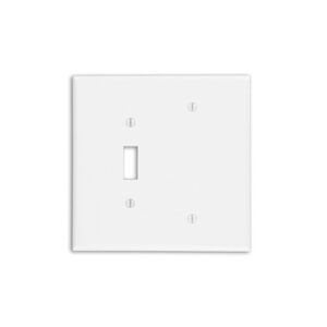 Leviton 88106 Wall Plate, Oversized White, Two Gangs with One Toggle and One Blank Configuration