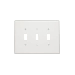 Leviton 88111 Wall Plate, Oversized 3-Gang 3-Toggle, White