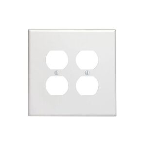 Leviton 88116 Wall Plate, Oversized White, Accommodates Two Duplex Outlets, Two-Gang Setup