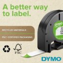 DYMO 91331 Letratag Label Maker Tape Cartridge, .5"- 12mm, Black Text on White Label, Count of 4m Roll