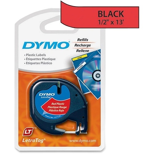 DYMO 91333 Label Maker, LT BLK/RD PLA Tape, NA/LA/A