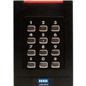HID 921NTNNEK000PF iCLASS SE RK40 Keypad Reader, High Security, Pigtail, Standard v1, LED Red, Flash Green, Only MIFARE CSN Enabled, CSN 32-BIT MSB, 8-BIT MSG, Black