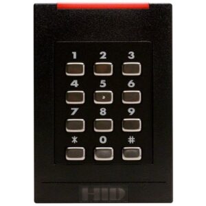 HID 921NTNTEK0002T iCLASS SE RK40 Keypad Reader, High Security, Terminal Strip, Standard v1, LED Red, Flash Green, CSN 32-BIT MSB, 26-BIT MSG, Black