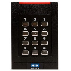 HID 921PTNNEK0034Y multiCLASS SE RPK40 Smart Keypad Reader, 125 kHz HID Prox, AWID and EM4102, 13.56 MHz Maximum Compatibility, Wiegand, Pigtail, Standard v1, LED Red, Flash Green, CSN 56-BIT LSB