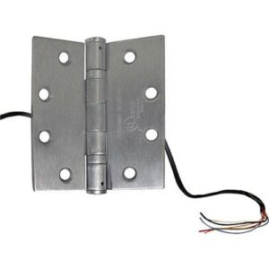 RCI 95246 Electrified Hinge, 2 + 4 Wire 5" x 5" x 5 Knuckle x 4' Lead, Brushed Chrome