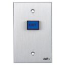 RCI 970 Illuminated Exit Push Button, Narrow with Blue Lens, Momentary, Brushed Anodized Aluminum