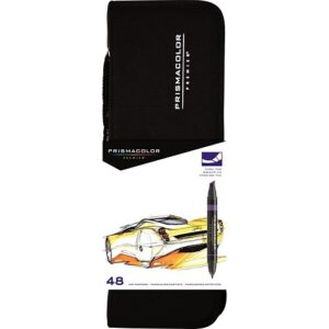 Prismacolor 98 Premier Dual-Ended Art Marker Sets, Fine and Chisel Tip, Assorted Colors, 48-Pack