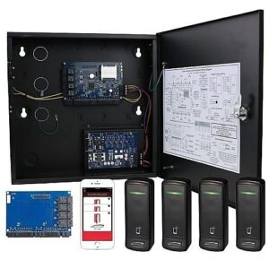 Speco ACKITM1 4-Door Access Control Kit with Bluetooth Mobile Reader and Credentials, Black