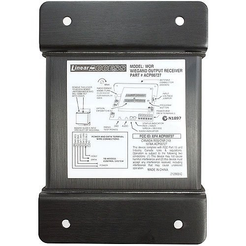 Linear WOR Wiegand Output Receiver, Weather-Resistant Case, Black
