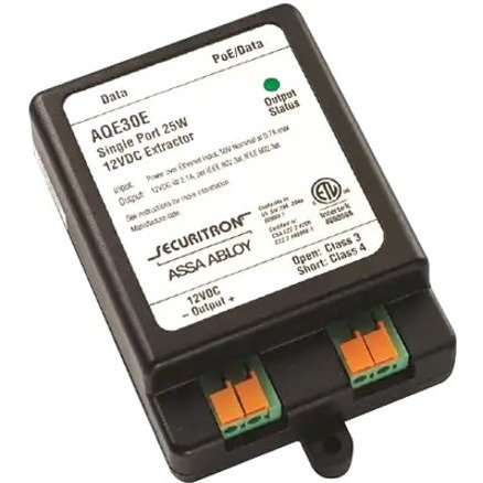 Securitron AQE30E Power Over Ethernet (PoE) Single Port MidSpan Extractor, 0.6 Amp
