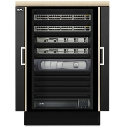 APC AR4018A NetShelter CX 18U Soundproof Server Rack Enclosure, 100V-120V, 1015mmHx750mmWx1130mmD, Grey and Oak