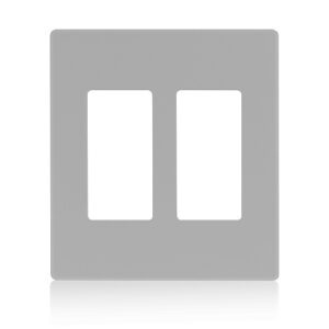 Leviton AWP00-20G Renoir2 Wall Plate, 2 Narrow Openings, No Fins, Gray
