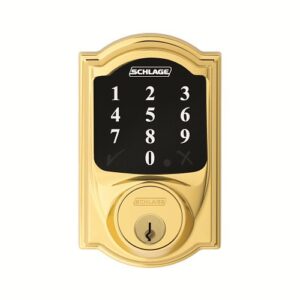 Schlage BE468 CAM 605 Camelot Connect Smart Deadbolt Lock, Bright Brass
