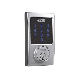 Schlage BE469ZP CEN 626 Connect Smart Deadbolt with Alarm Inbuilt Century Trim, Satin Chrome