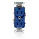 Leviton C8200-BU Power Outlet, Hospital-Grade Duplex Receptacle, 15A 125V, Blue