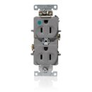 Leviton C8200-GY Power Outlet, 15A 125V Hospital Grade Duplex Receptacle, Gray