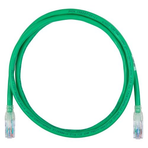 Belden CAD1105007 CAT6 Patch Cable, 28/4 Stranded, UTP, CMR, T568A/B-T568A/B, 7' (2.1m), Green