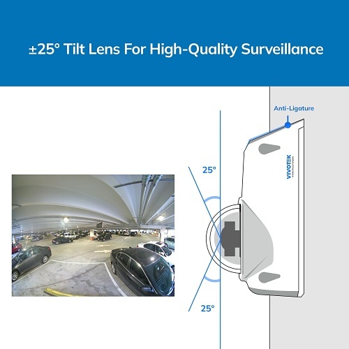 VIVOTEK CC9380-HV 5MP H.265 Fisheye 180° Panoramic IP Camera, 1.45mm Lens, White