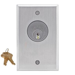 Camden CM-1120-60KD Key Switch, Single Gang, SPDT N/O and N/C Momentary with Aluminum Faceplate and Mortise Cylinder