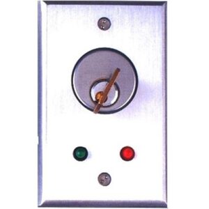 Camden CM-1190-7212 Key Switch, DPDT Maintained, Red and Green 12V LEDs Mounted on Faceplate
