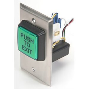 Camden CM-30AT 2" Square LED Illuminated Push Button, "Push to Exit" Switch with Adjustable 30 Second Timer, Green