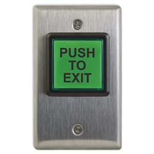 Camden CM-30E CM-30 Series Square LED Illuminated Push Button, "Push to Exit" Economy Switch, Green