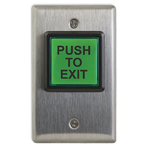 Camden CM-30E CM-30 Series Square LED Illuminated Push Button, "Push to Exit" Economy Switch, Green