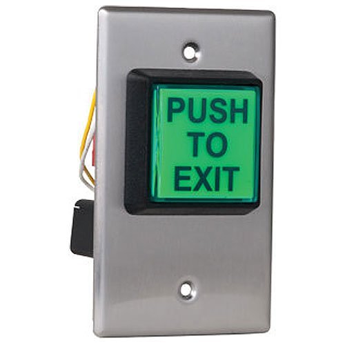 Camden CM-30E CM-30 Series Square LED Illuminated Push Button, "Push to Exit" Economy Switch, Green