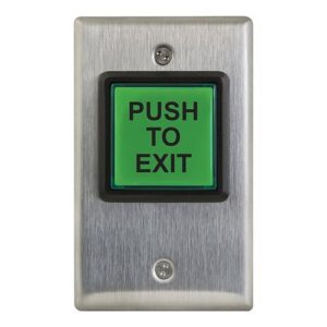 Camden CM-30EDP CM-30 Series Square LED Illuminated Push Button, DPDT Switch "Push to Exit", Green