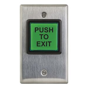 Camden CM-30EE 2" Square LED Illuminated Push Button, "Push to Exit" Switch with Fixed 30 Second Timer, Green