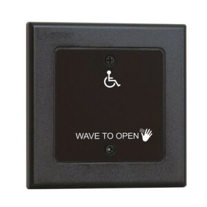 Camden CM-325/42WS SureWave Touchless Switch, Double Gang, Hand Icon, Wave to Open Text and Wheelchair Symbol