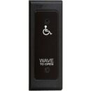 Camden CM-336/42N SureWave Battery Powered, 915Mhz. Wireless Touchless Switch, Narrow, Black Faceplate, Hand Icon, Wheelchair and Wave to Open Graphics