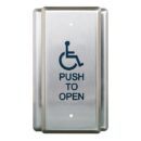 Camden CM-35/4 Single Gang Push Plate Switch, Vertical Mounting, 'WHEELCHAIR' Symbol and 'Push to Open', Blue