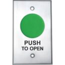 Camden CM-4000G/3 Spring Return, Normally Open, Momentary, Green Button, 'Push to Open', Black Graphics