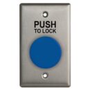 Camden CM-420B/8 Single Gang Faceplate, N/O and N/C Contacts, Blue Button with 'Push to Lock', Black Text