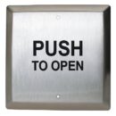 Camden CM-46/3 1/2" Square Push Plate Switch, Exposed Screws, 'Push to Open', Black Graphics