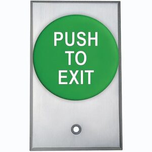 Camden CM-5085GPTE Pneumatic Time Delay Request to Exit Switch, 3/8 in. Button, Aluminum Faceplate Single Gang, Green Button