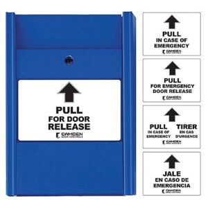 Camden CM-701U Universal Blue Pull Station with Message Labels/ Eng. Fr. and Sp. (Replaces CM-701, CM-701E, CM-701BE)