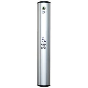 Camden CM-7536VR/4 Column CM-75 Series 36" Long Push Plate Switch with Hands Free Sensor, 'Wheelchair" Symbol and "Push to Open", Blue Graphic