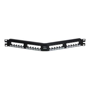Panduit CPPA24FM6BL Mini-Com 24-Port Angled Unshielded Modular Flush Mount, 1U, Black