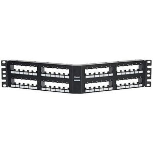 Panduit CPPA48FM6VNSBL Mini-Com 48-Port Angled Unshielded, Patch Panel, 2 RU, Black